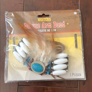 Arm or head band with beads and feathers